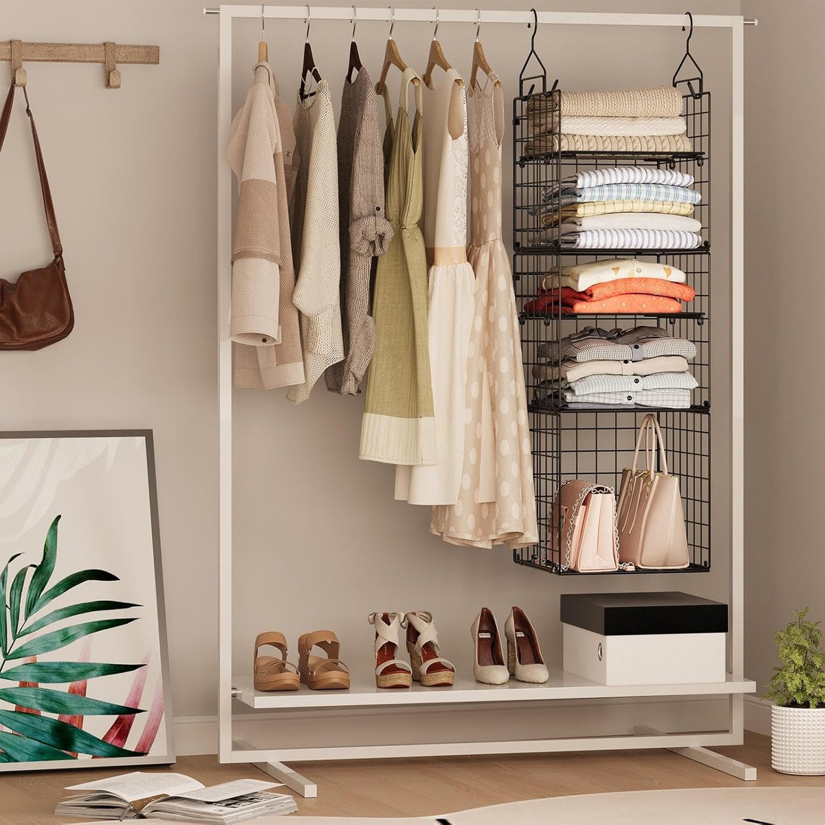 X-cosrack Hanging Closet Organizer and Storage - 5-Tier Closet Storage Organizer Baskets for