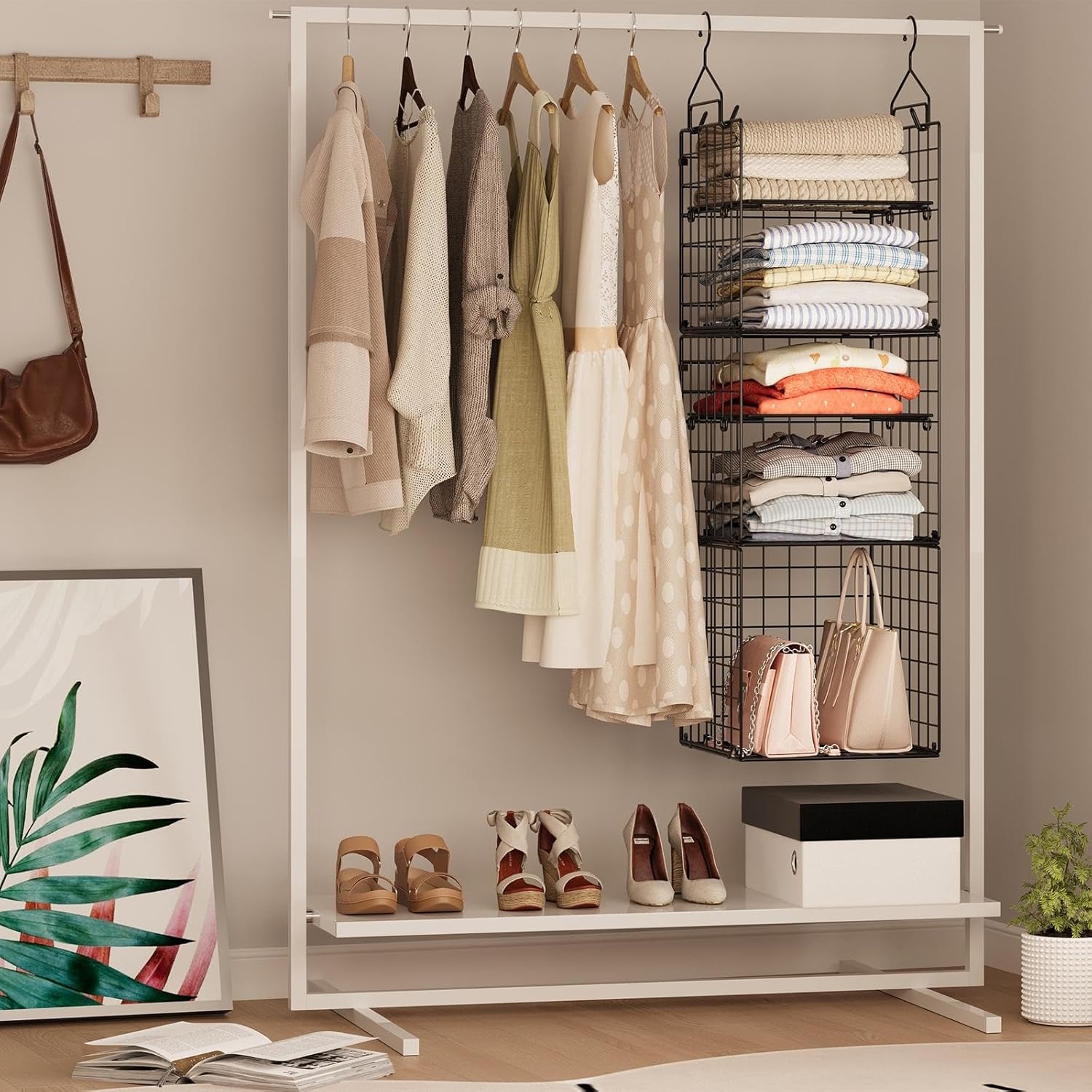 X-cosrack Hanging Closet Organizer and Storage - 5-Tier Closet Storage Organizer Baskets for