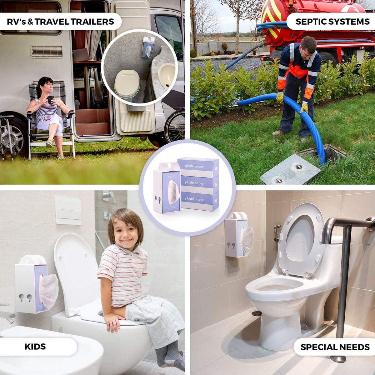 Septic Safe Tube Free 4 Ply Soft Toilet Paper RV Essential and Mom Approved for Travel Trailers