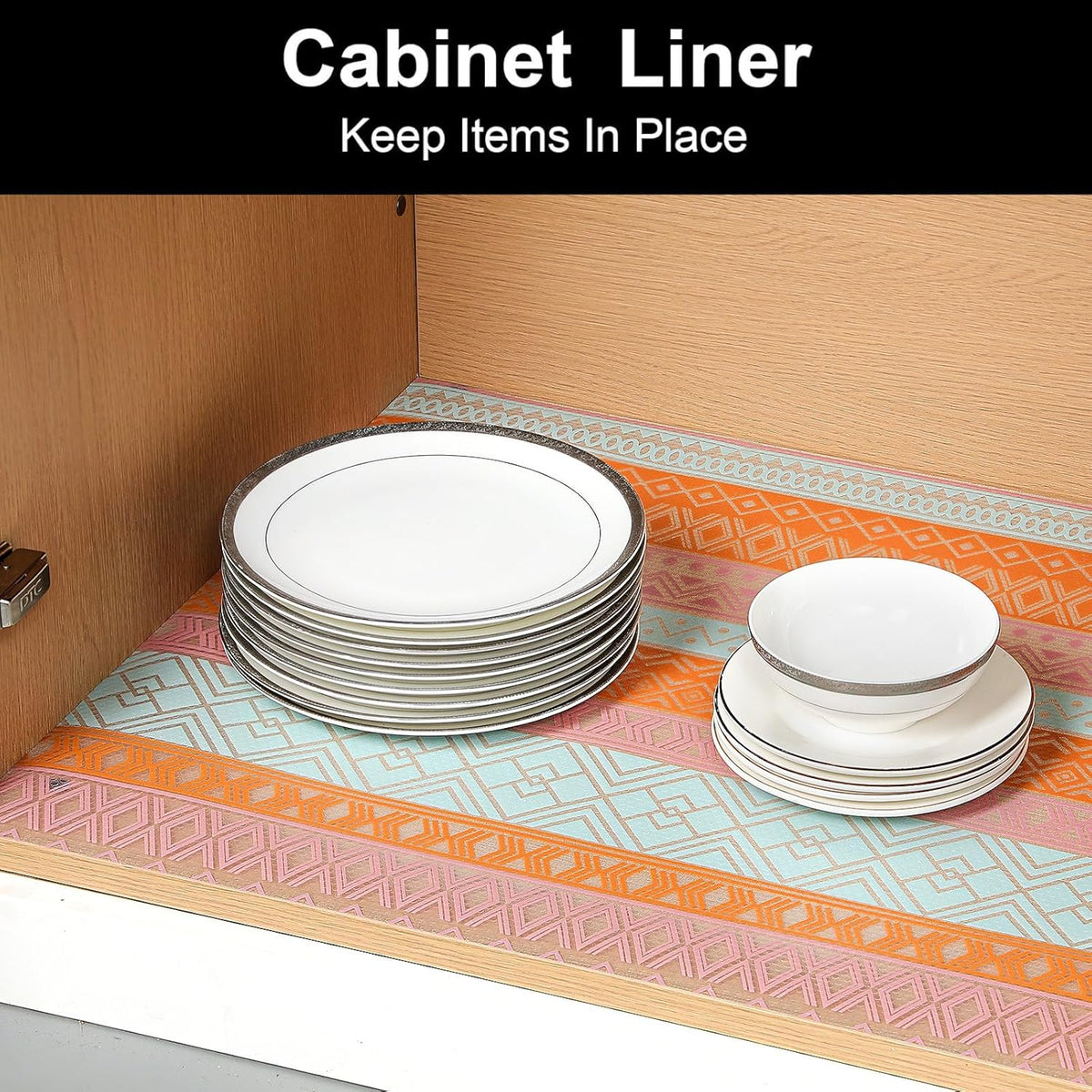 Cooyes Drawer and Shelf Liner, Non-Adhesive Shelf Liners for Kitchen Cabinets, Thick Strong Grip