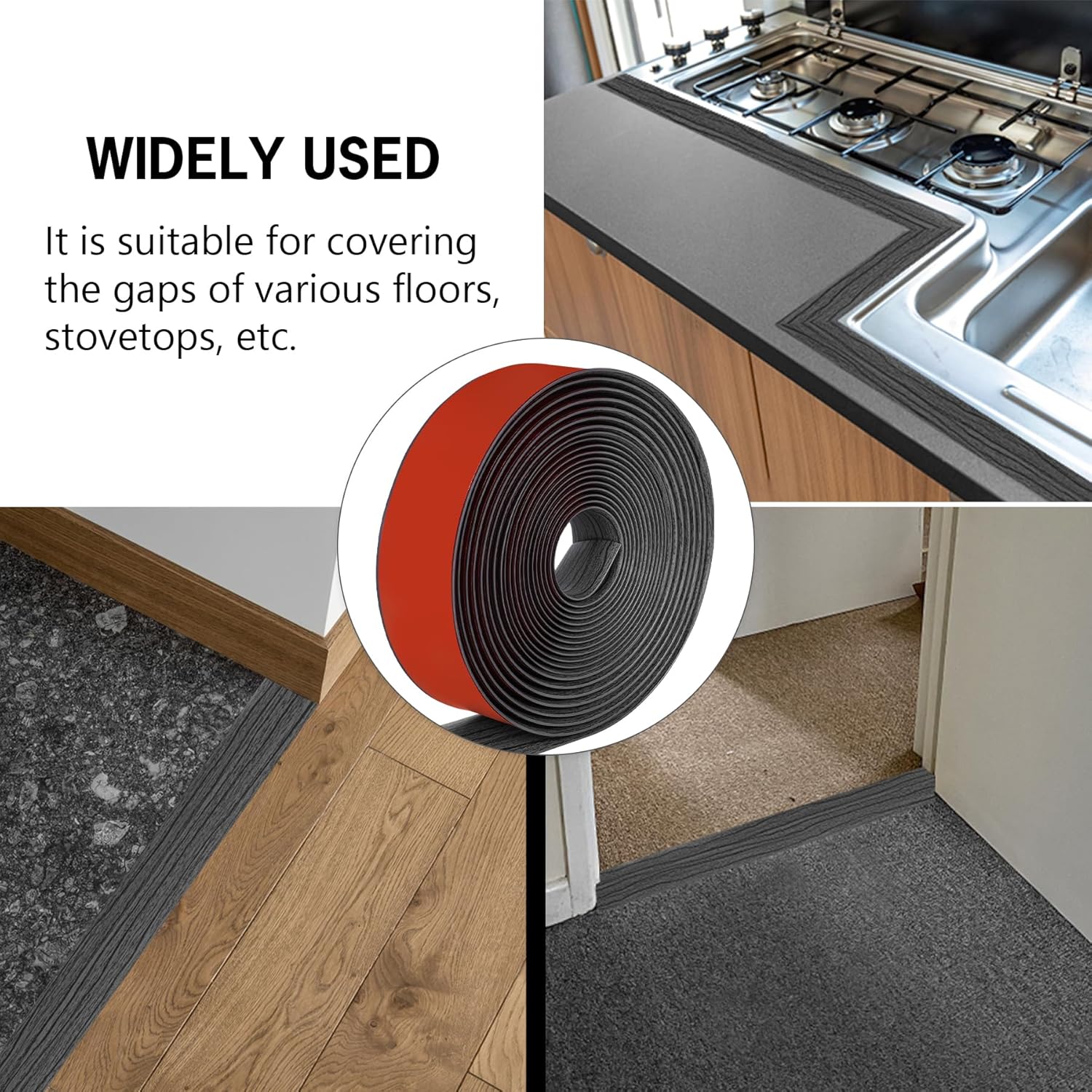 20Ft Floor Transition Strip Self Adhesive Vinyl Cover Floor Strip Flat Divider Transition Strip