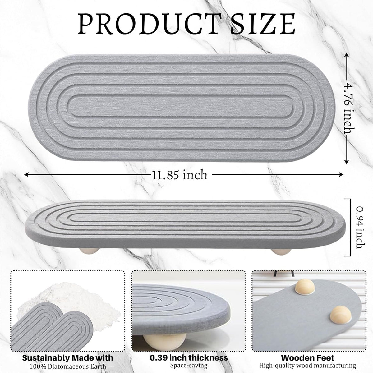 Instant Dry Sink Caddy Organizer, Fast Drying Sink Caddy, Water Absorbing Stone Sponge Holder for