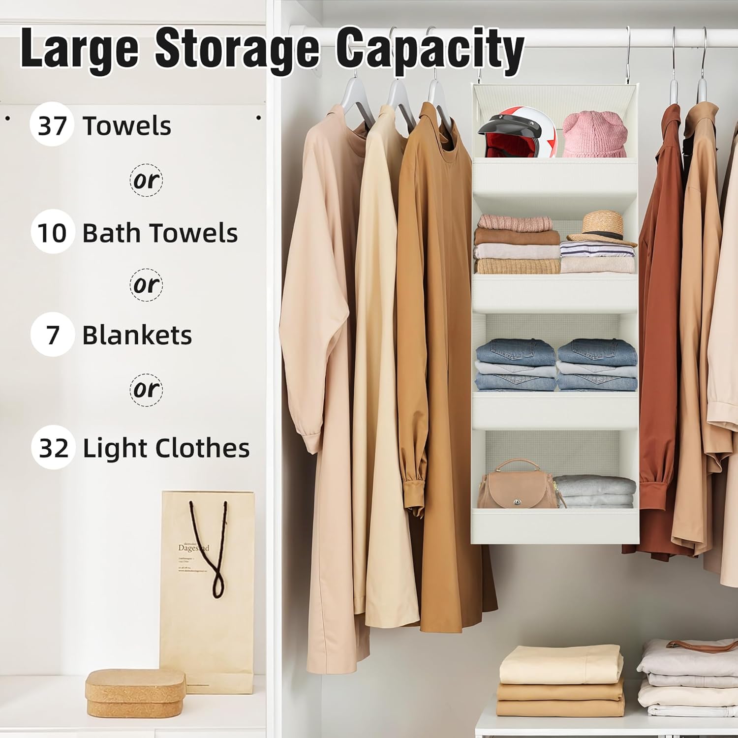 GRANNY SAYS 4-Shelf Hanging Organizer, Closet Hanging Shelves, Closet Hanging Storage Organizers