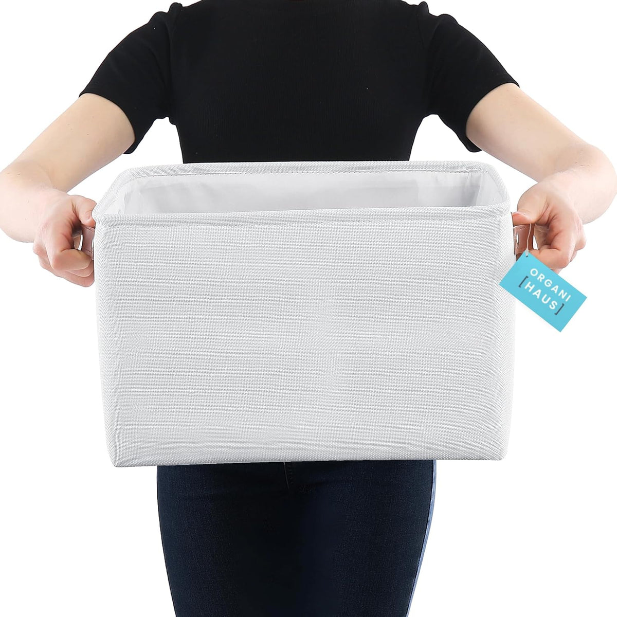OrganiHaus Large Fabric Storage Baskets for Shelves 3 Pack, 15x11in Closet Storage Bins for