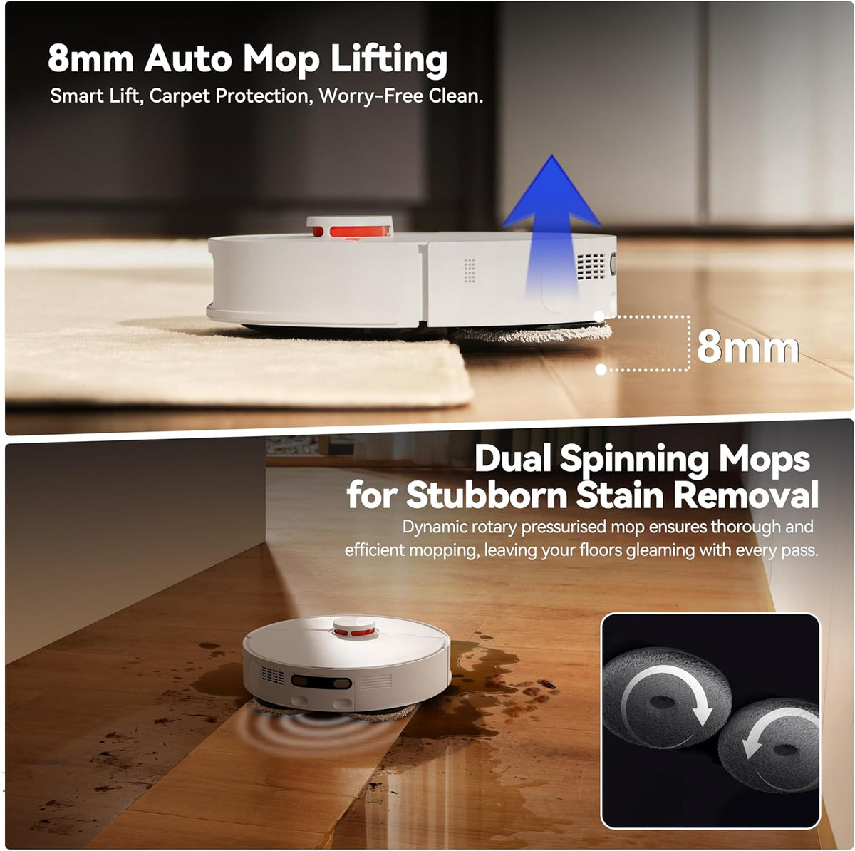 JONR P20 Pro Robot Vacuum and Mop with Self-Emptying, Self Lifting, 8000Pa Station, Auto Mop