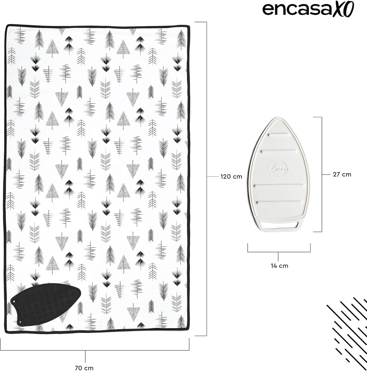 Encasa XO Ironing Mat/Pad (Large 48"x28") with 3mm Padding & Silicone Iron Rest for Steam Pressing