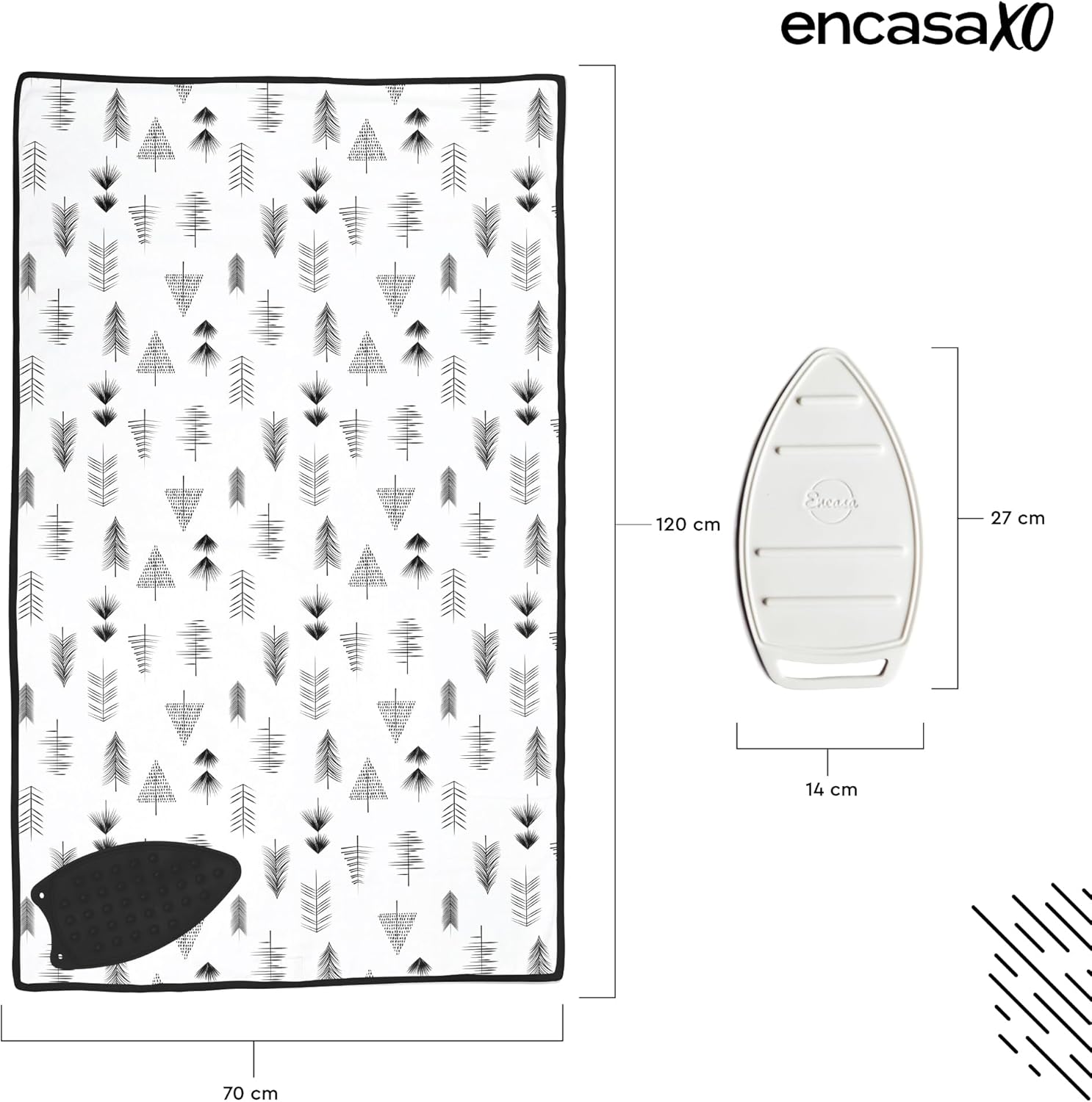 Encasa XO Ironing Mat/Pad (Large 48"x28") with 3mm Padding & Silicone Iron Rest for Steam Pressing