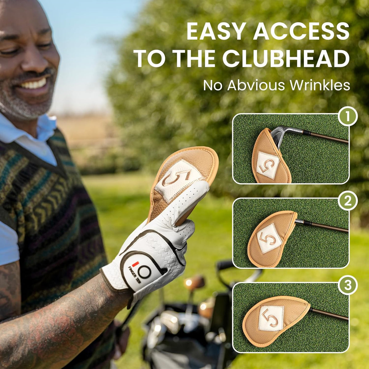 FINGER TEN Premium Synthetic Leather Stylish Iron & Wedge Golf Head Covers Value 12 Piece Set