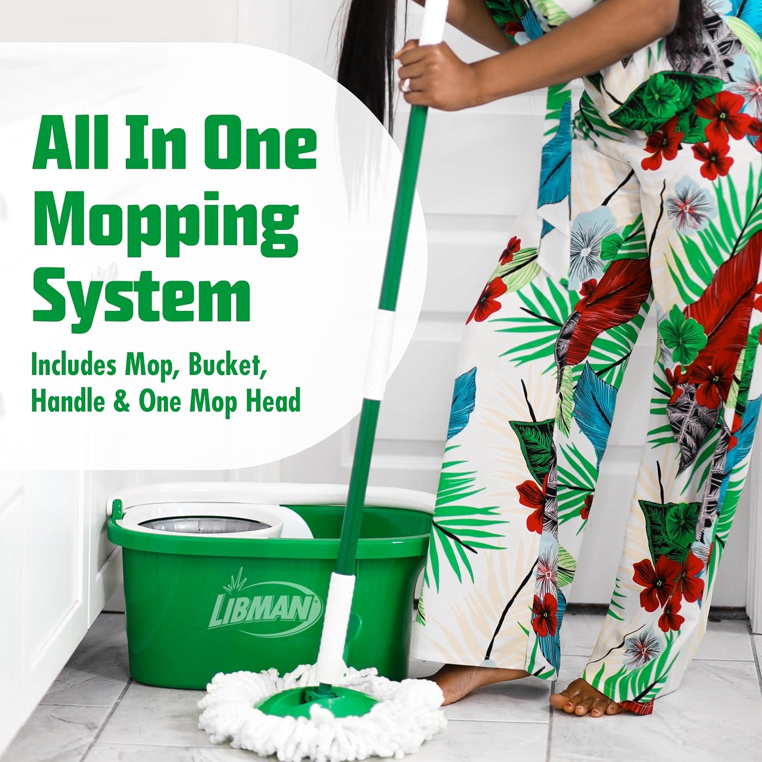 Libman Tornado Spin Mop System | Mop and Bucket with Wringer Set |Mops for Floor Cleaning | 1 Mop
