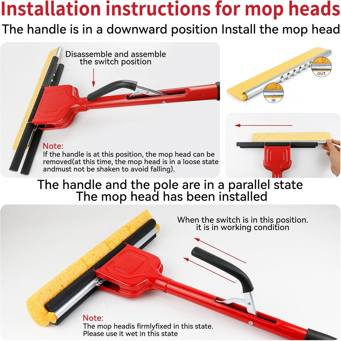 Compressed Cellulose Sponge Mop with 2 Roller swop mop Heads Suitable for Wood, Ceramic Tiles and