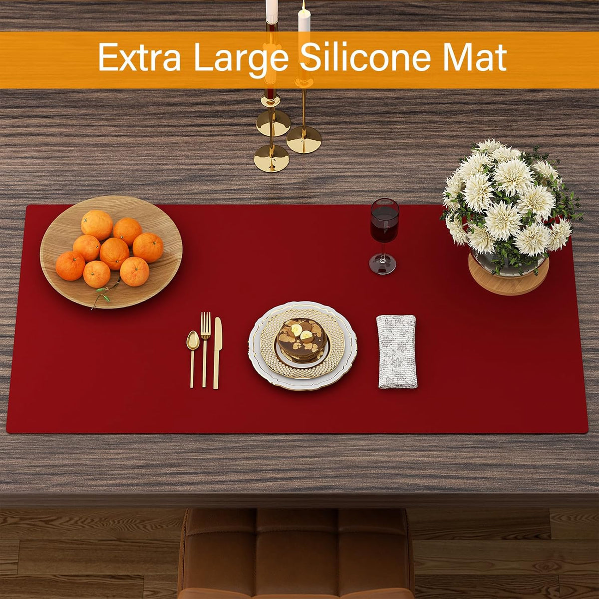 Quality Silicone Table Mat 47x24 Inch - High Heat Resistant (Lab Tested 482°F), Non-Slip