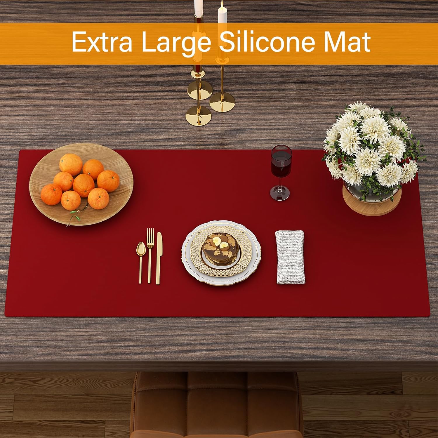 Quality Silicone Table Mat 47x24 Inch - High Heat Resistant (Lab Tested 482°F), Non-Slip