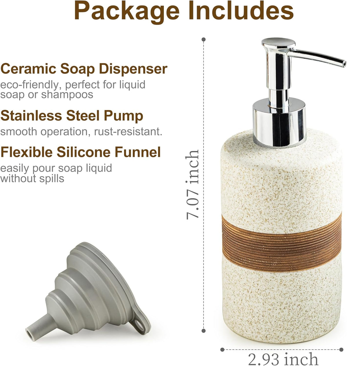 Soap Dispenser for Kitchen & Bathroom, Dish Soap, Hand Soap, Shampoo, Conditioner Dispenser Bottle