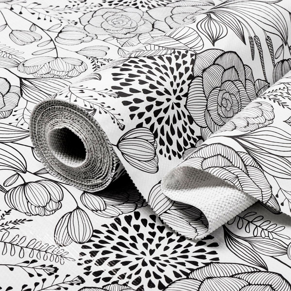 Floral Drawer and Shelf Liner for Kitchen 12IN x 20FT, Non-Adhesive and Strong Non-Slip Cabinet