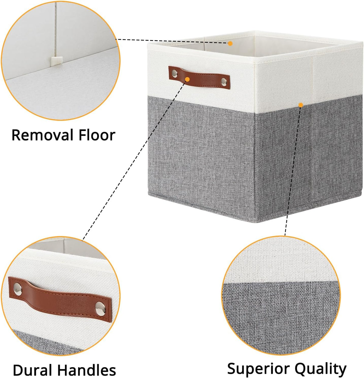 DULLEMELO 11x11 Storage Cubes, Collapsible Sturdy Cube Storage Bins With Handles for