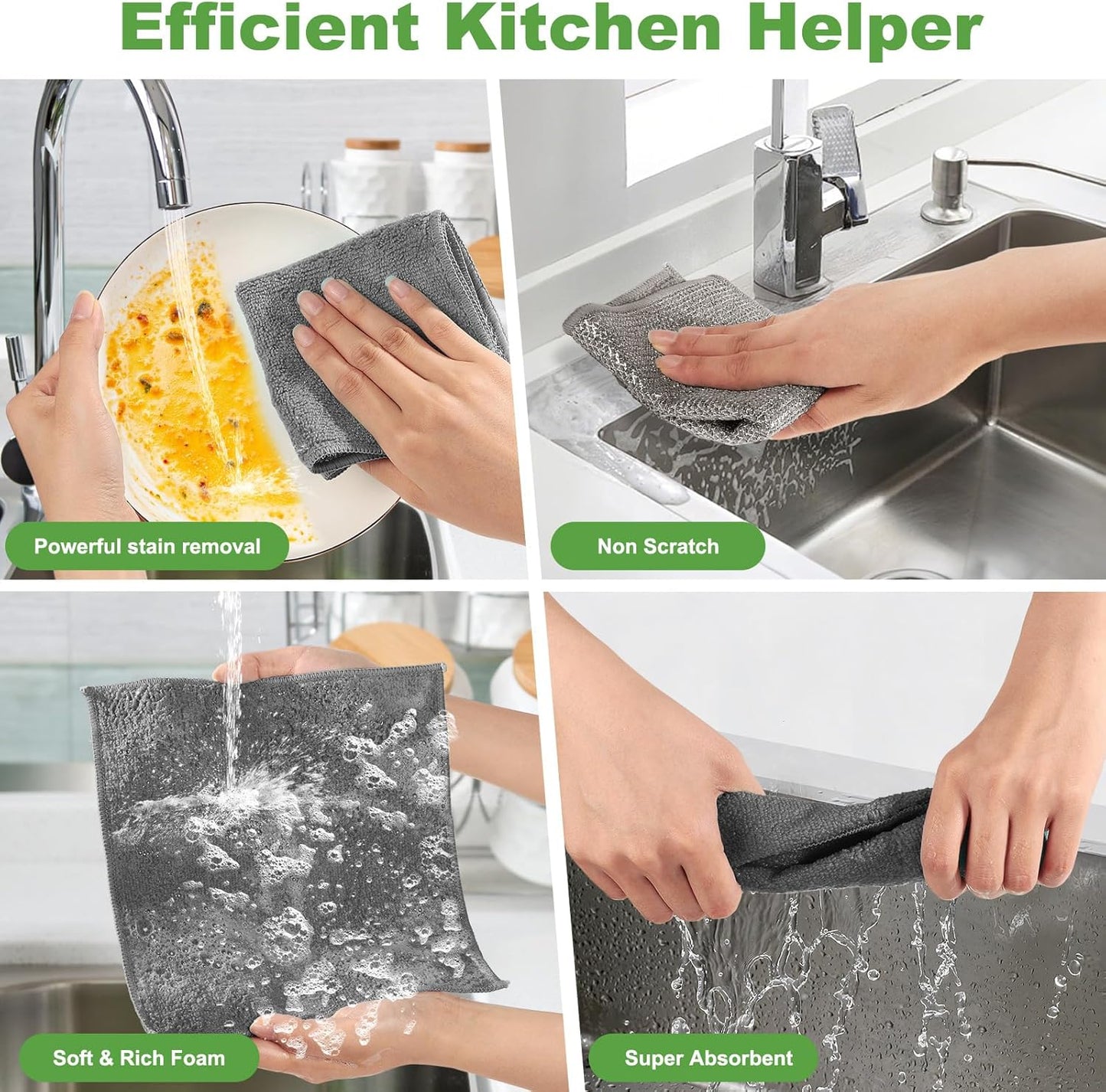 10 Counts Multipurpose Wire Dishwashing Rag,Non Scratch Wire Dishcloth,Microfiber Miracle Cleaning
