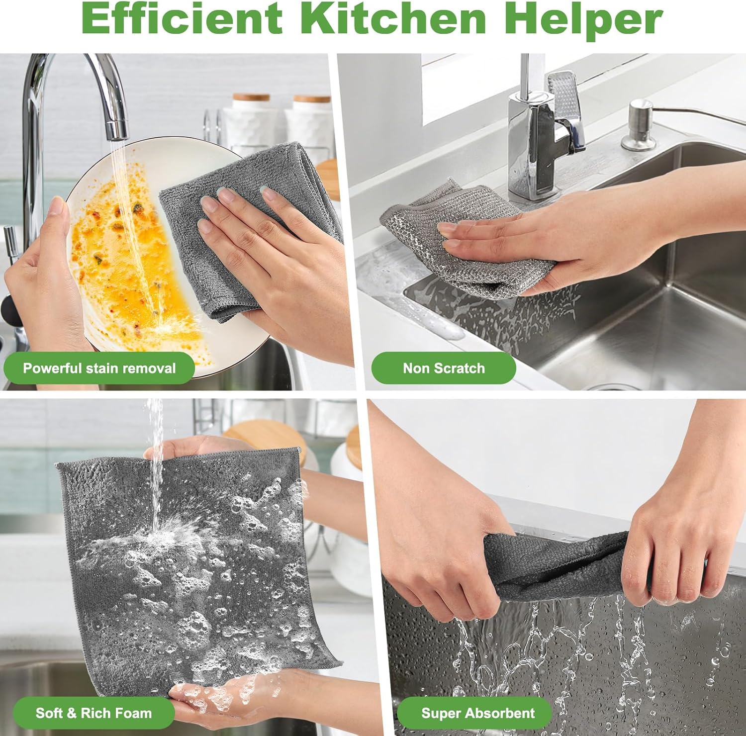 10 Counts Multipurpose Wire Dishwashing Rag,Non Scratch Wire Dishcloth,Microfiber Miracle Cleaning