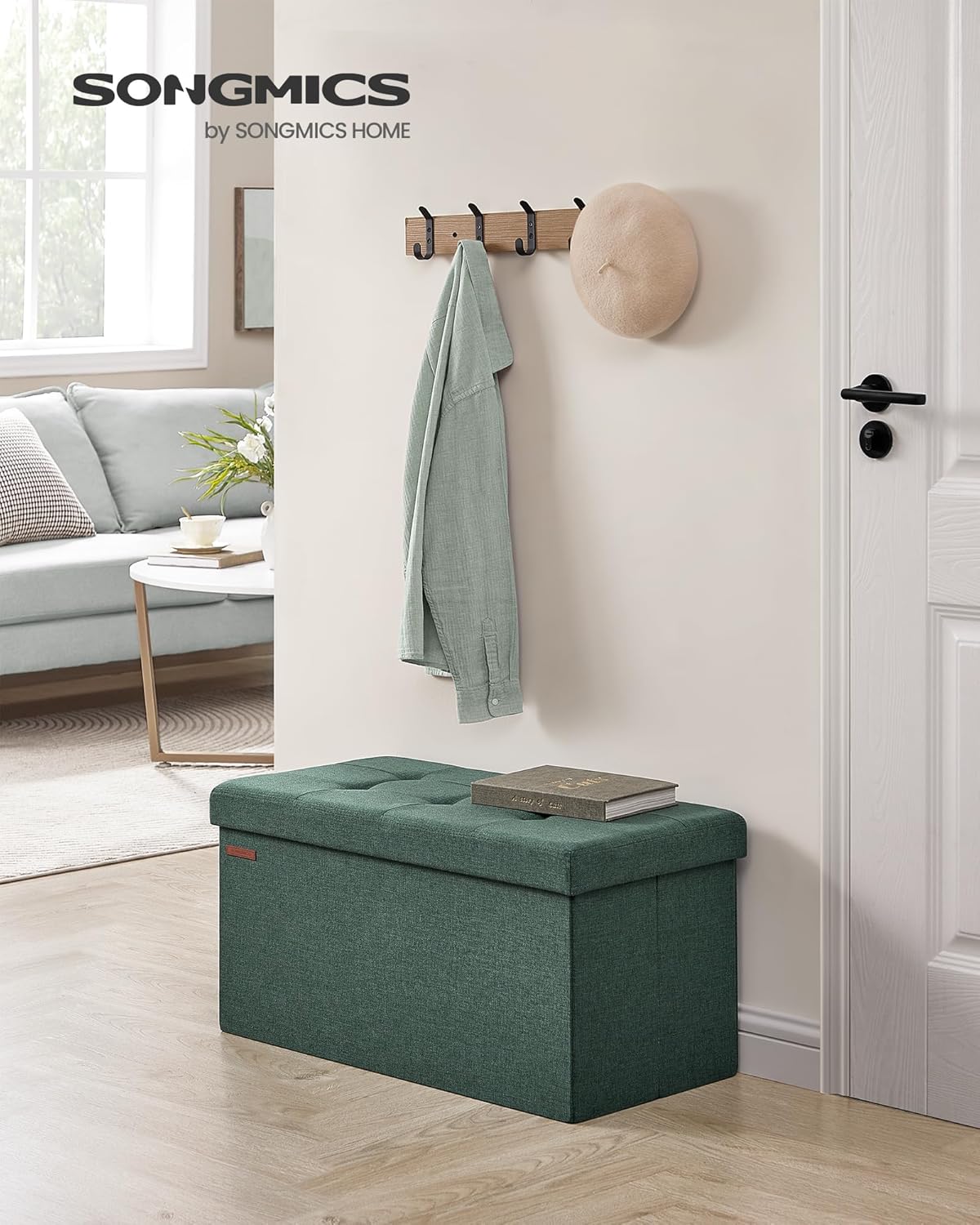 SONGMICS Mazie Collection - 30 Inches Folding Storage Ottoman Bench, Ottoman Foot Rest, End of Bed