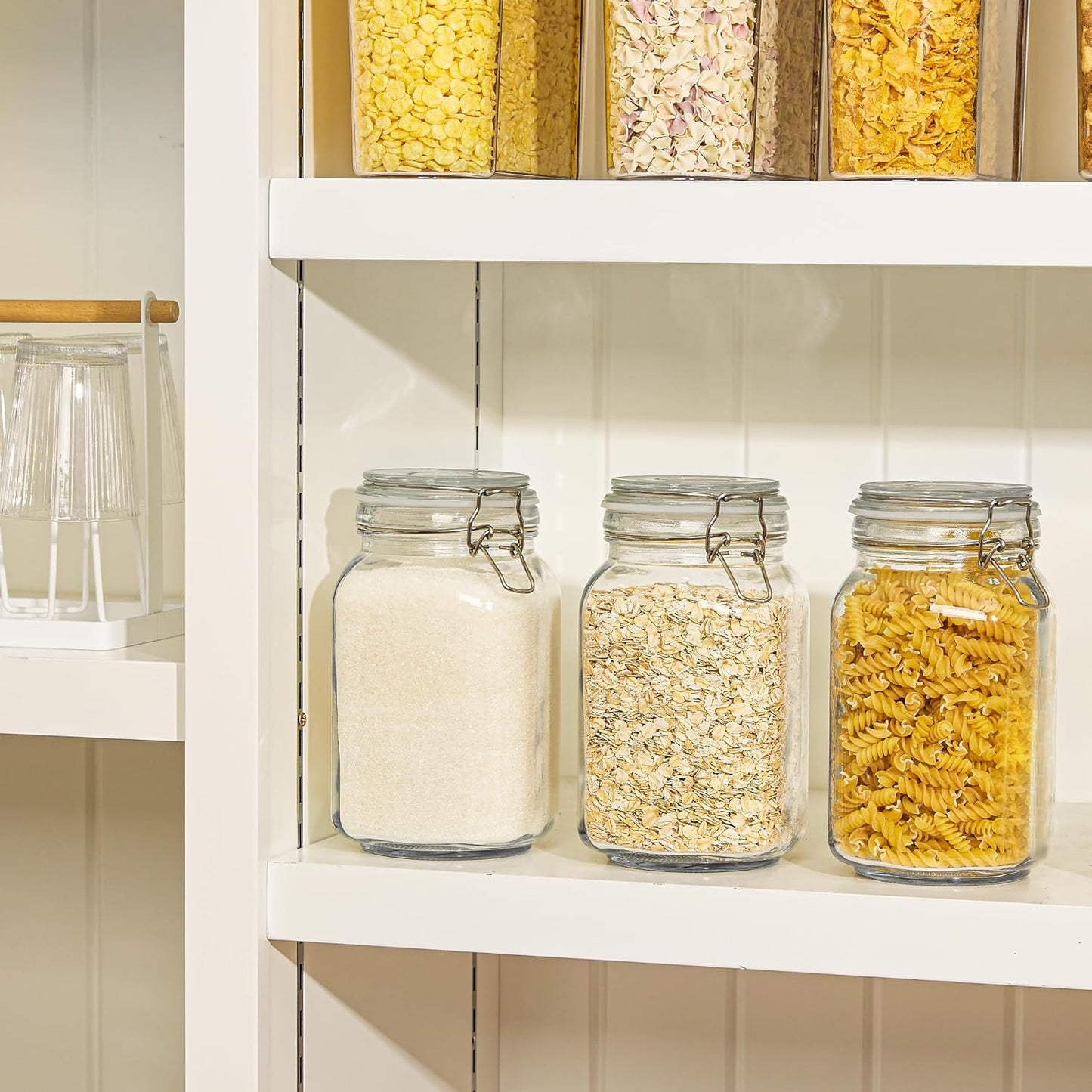 CHEFSTORY 50oz Airtight Glass Jars with Lids, 3 PCS Food Storage Canister for Kitchen & Pantry