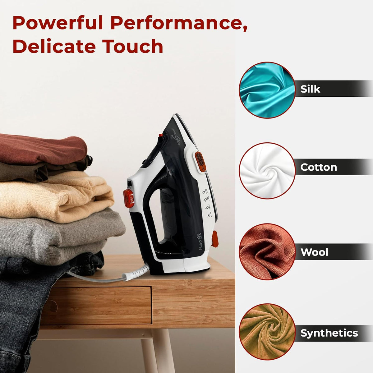 Eurosteam Step Up Iron - Self-Lifting Smart Iron with Ceramic Soleplate - Auto-Lift Safety & Smart