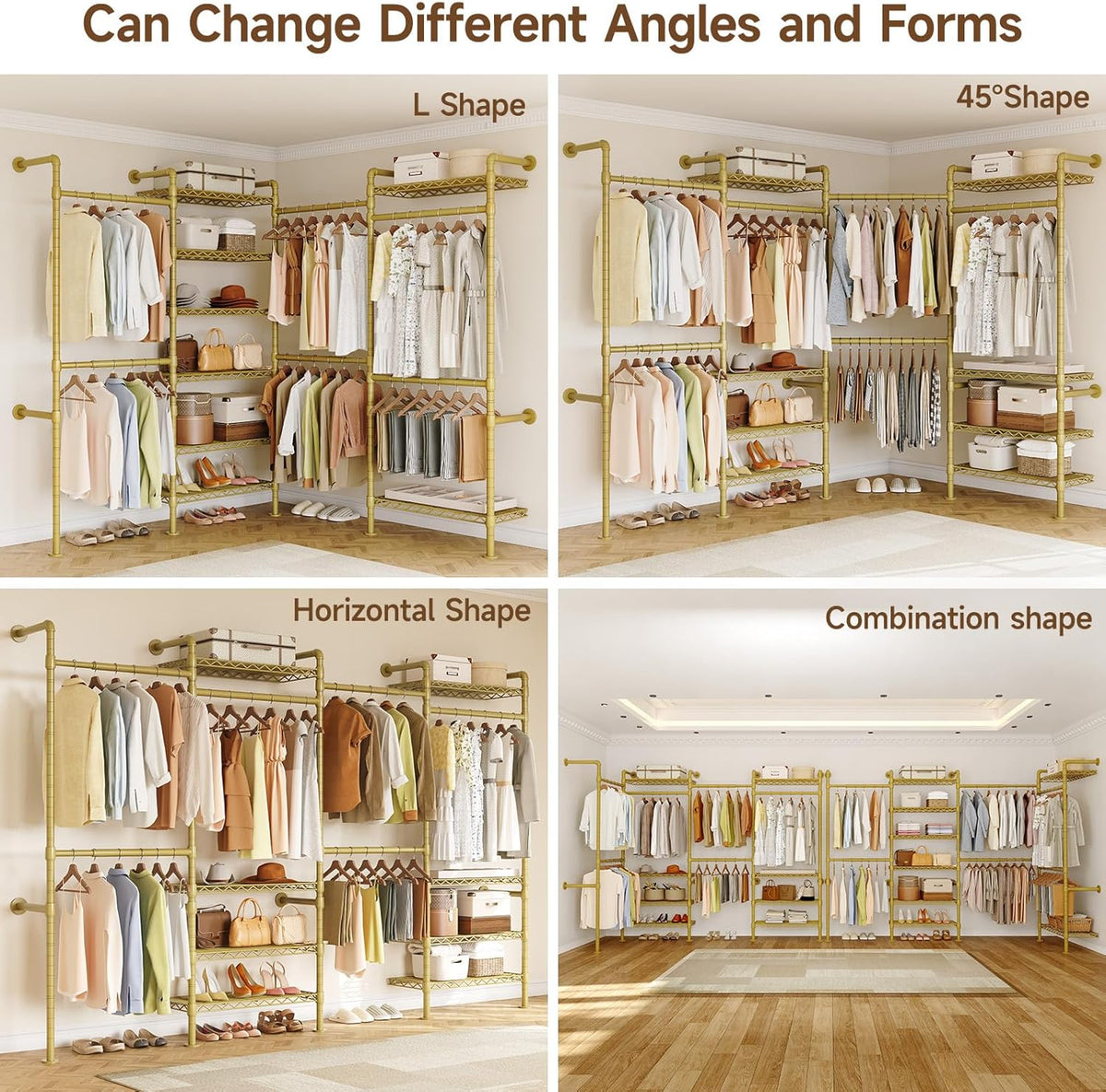 ONBRILL L4 Wall Mounted Industrial Pipe Clothing Rack, Closet Organizer System with 6 Hanging