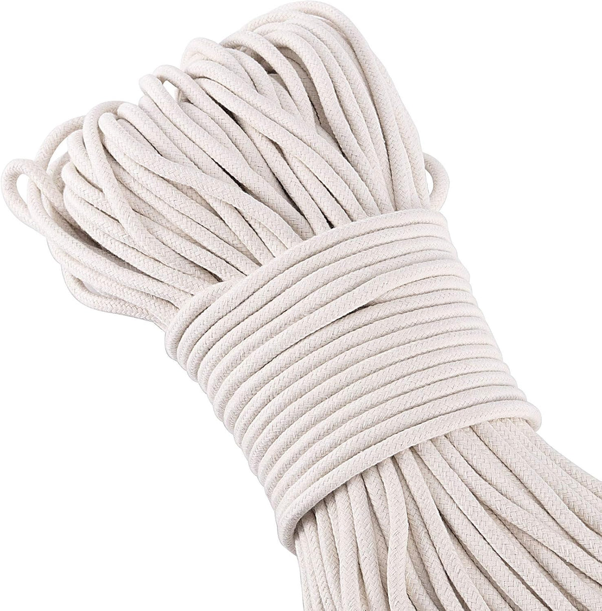 328 Feet 1/4 Inch White Natural Cotton Rope, Cotton Clothesline Rope, All-Purpose Craft Rope for