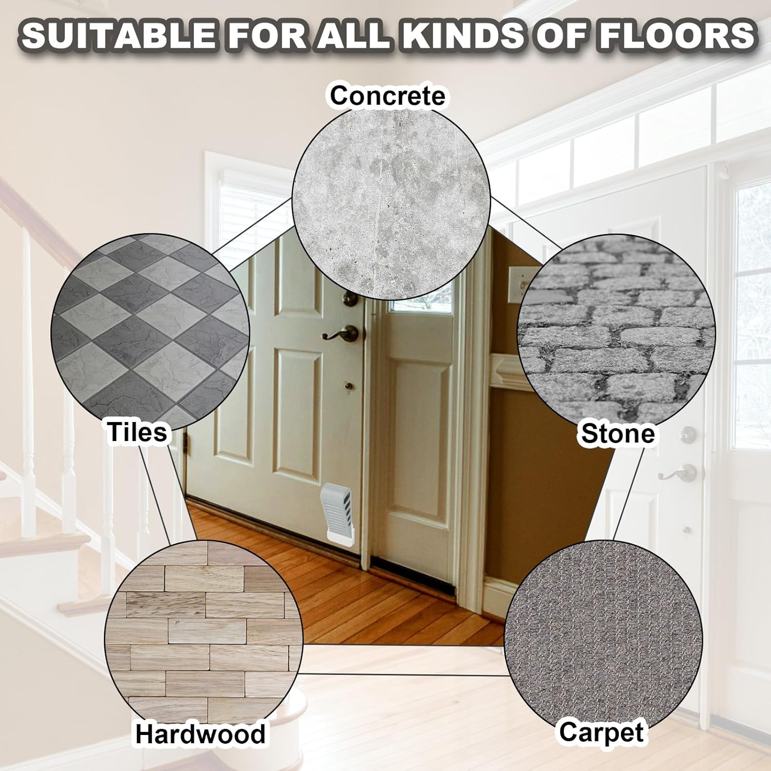 PATIKIL Rubber Door Stoppers for Bottom of Door, Door Wedge Stopper with Holder Sturdy Stackable