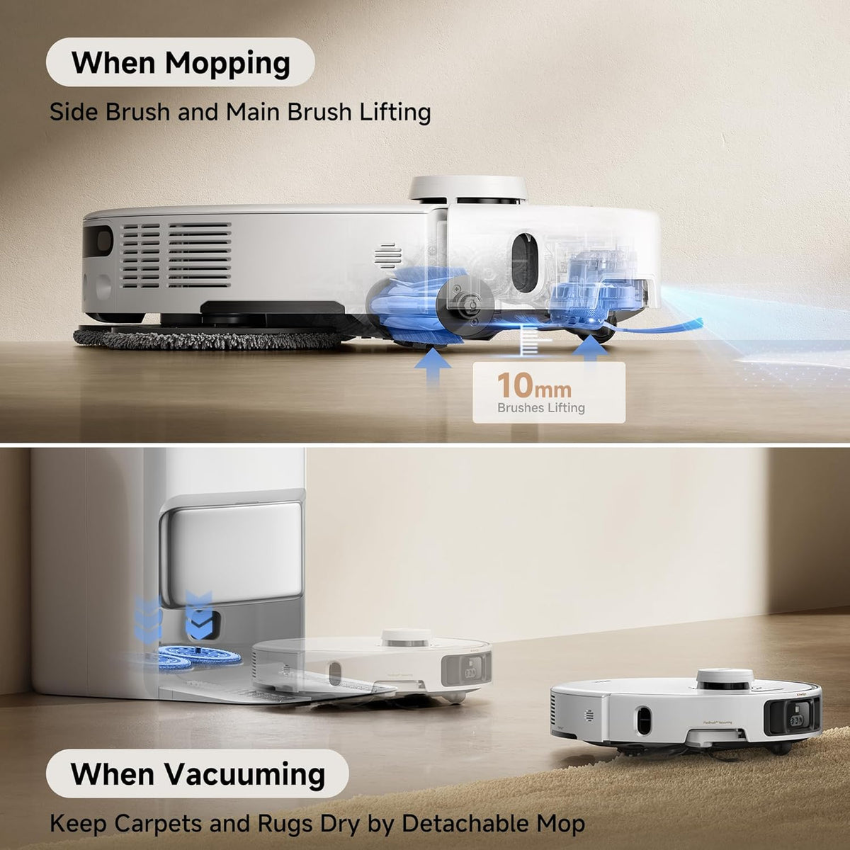 Mova P50 Pro Ultra Robot Vacuum and Mop, 19,000Pa Suction with Anti-Tangle Brush, Removable &