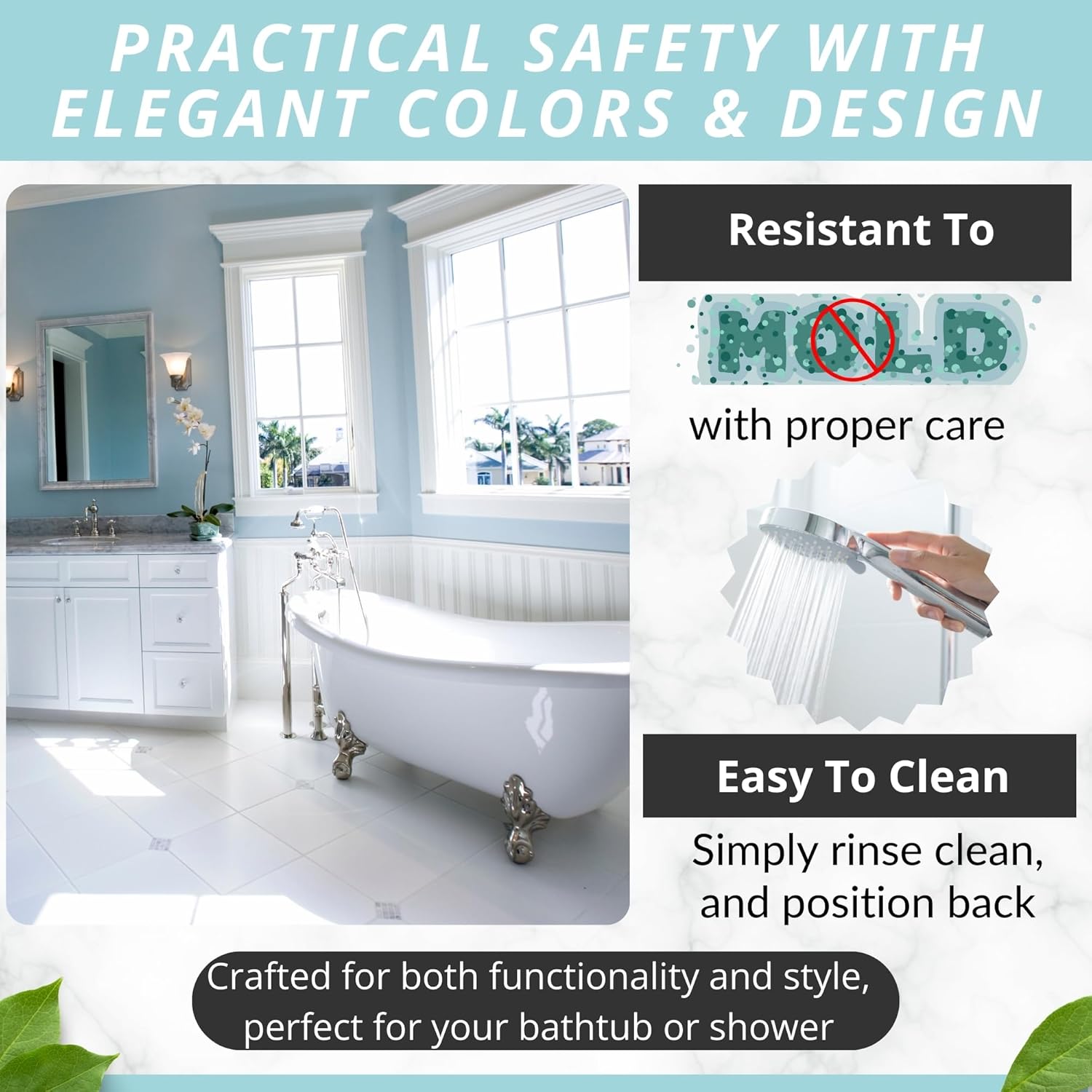 ENKOSI Bath Mat - Large Non Slip Bathtub & Shower Mat - Extra Long 40 x 16 Inch Bathroom Mats for