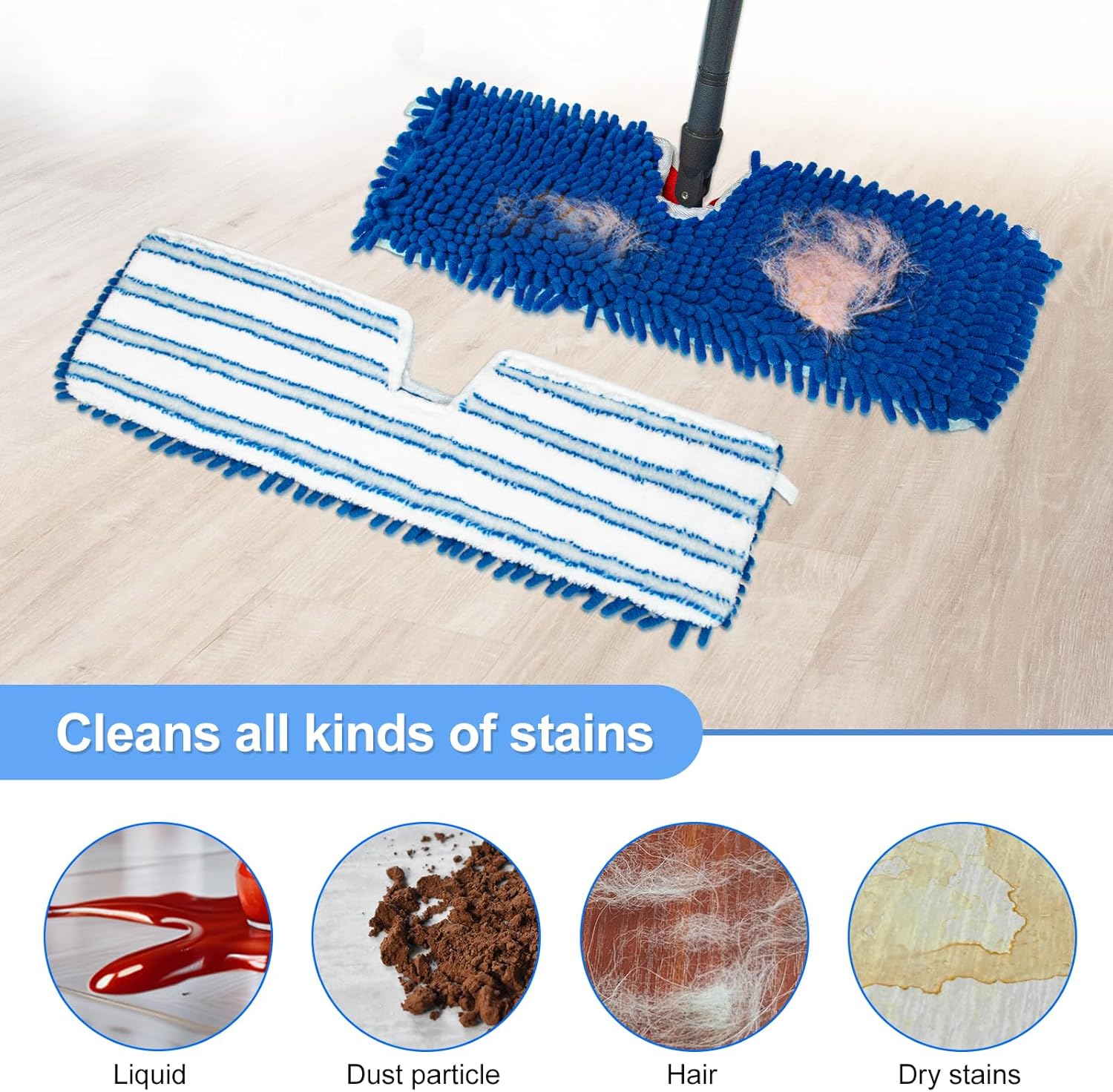 4 Pack Mop Heads Replacements for Ocedar Dual-Action Microfiber Flip Mop, Double Sided Mop Replace