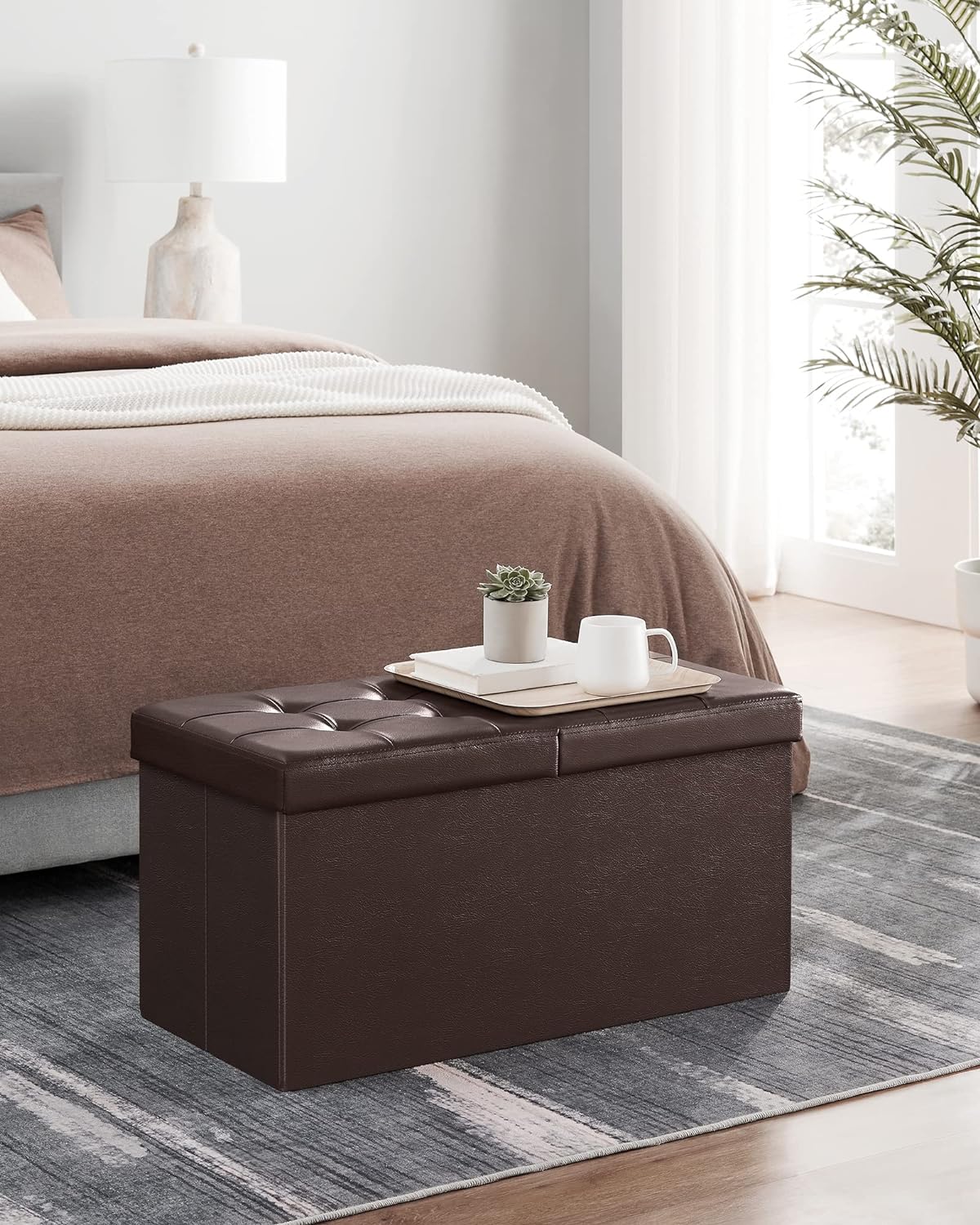 SONGMICS MAZIE Collection - 30 Inches Storage Ottoman Bench with Flipping Lid, Storage Chest