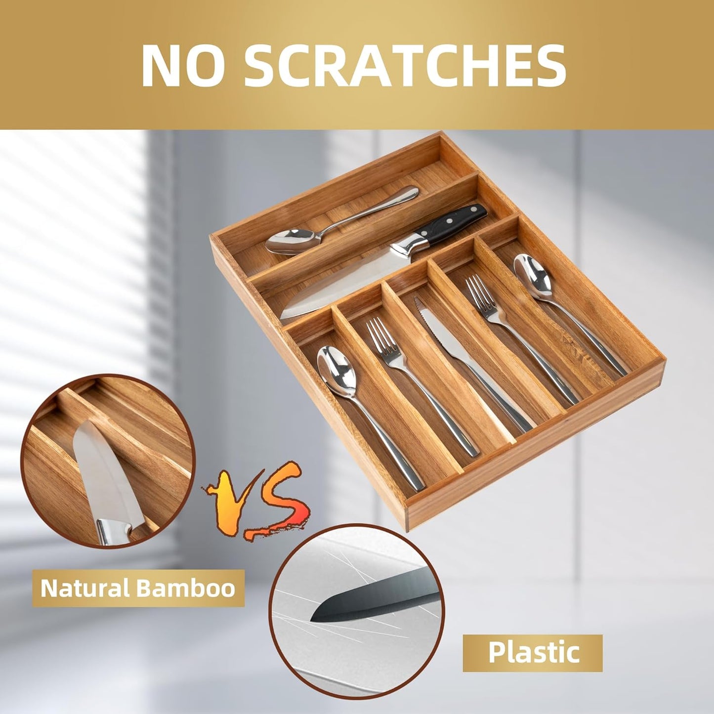 Silverware Organizer Kitchen Drawer Organizer Utensil Organizer Acacia Silverware Holder Cutlery