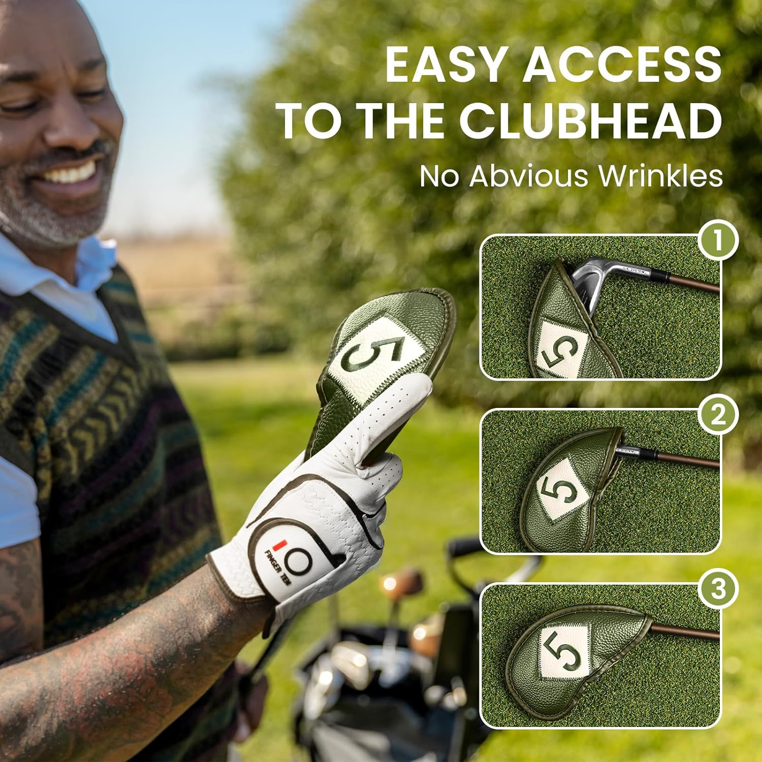 FINGER TEN Premium Synthetic Leather Stylish Iron & Wedge Golf Head Covers Value 12 Piece Set