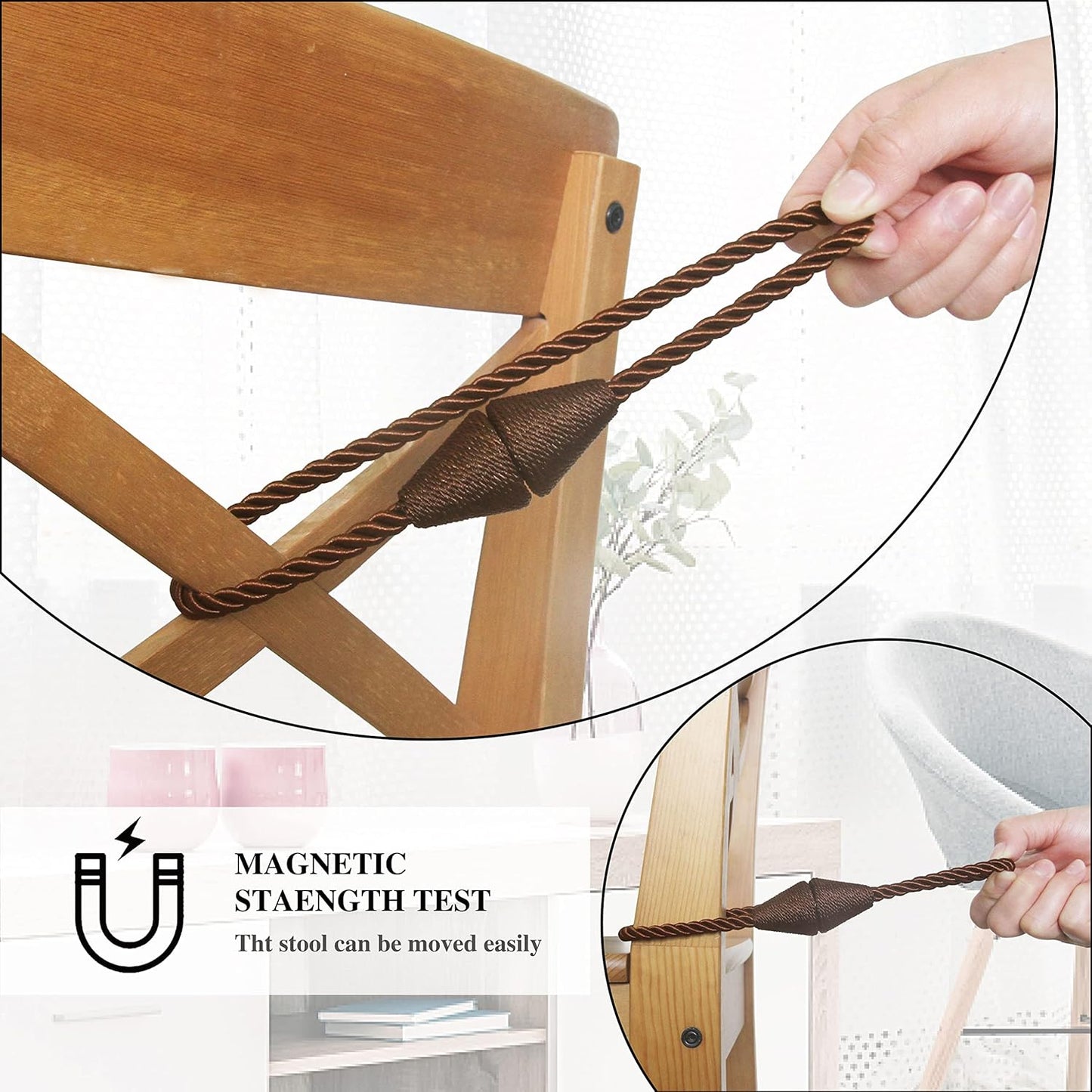 4 Pack Magnetic Curtain Tiebacks Rope Modern Handmade Curtain Tie Backs Decorative Drapes Weave