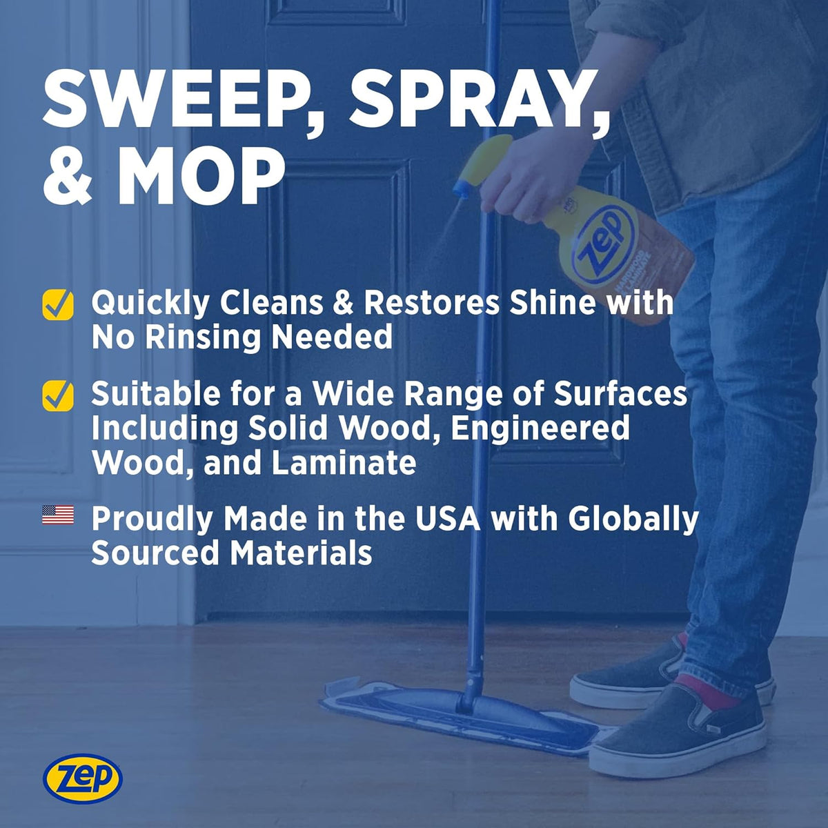 Zep Hardwood and Laminate Floor Cleaner - 32 oz (Case of 12) - ZUHLF32 - Removes Spots, Stains and