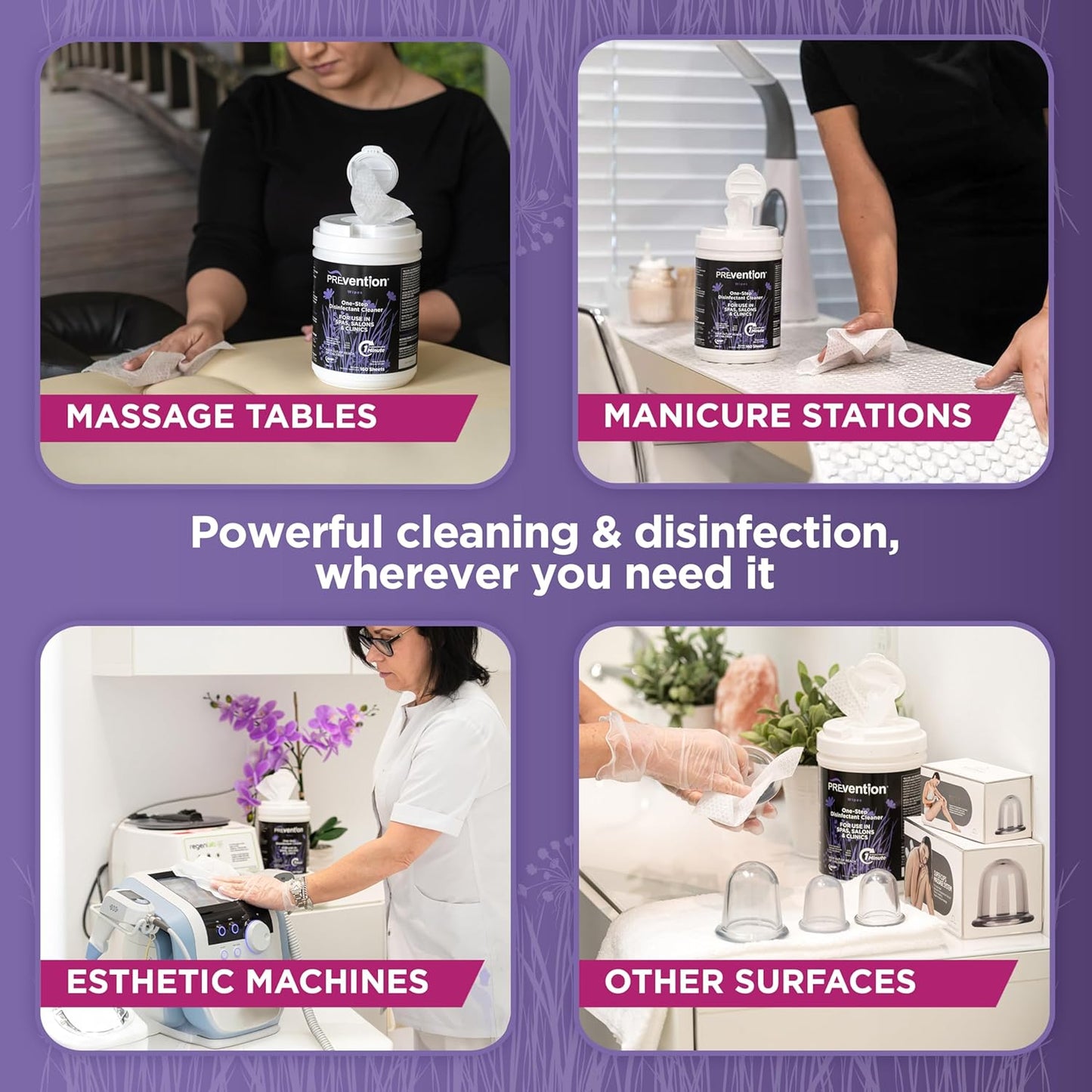 Prevention All Purpose Disinfectant Wipes – Canister of Cleaning Wipes for Salons, Spas, Wellness