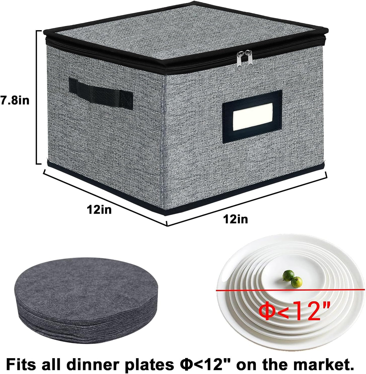 homyfort China Storage Containers - Dinner Plate Storage with Lid, Handles, Hard Shell Dinnerware