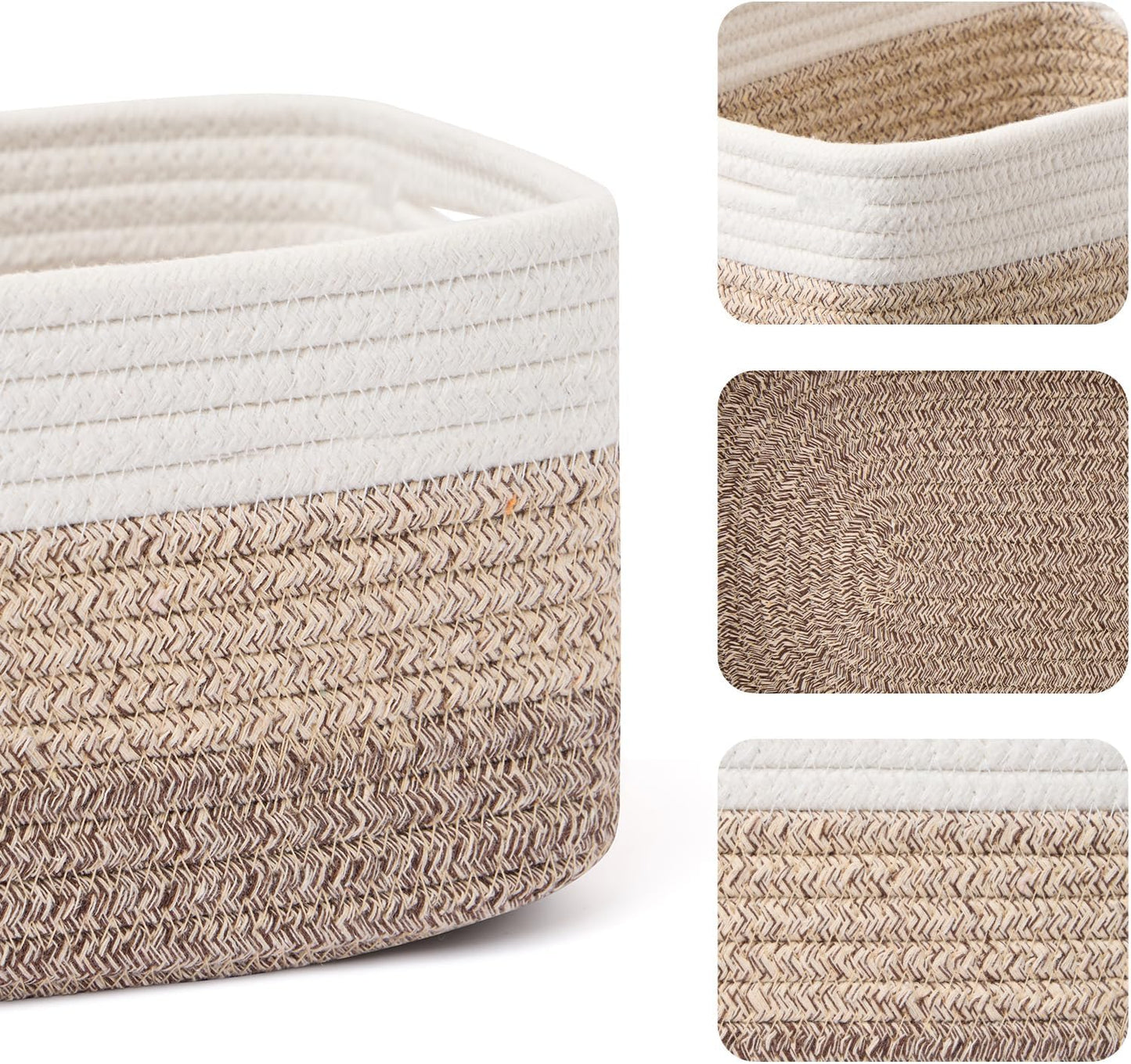 Small Storage Baskets for Organizing | Closet Organizer Bins | Shelf Toy Basket | Woven Rope