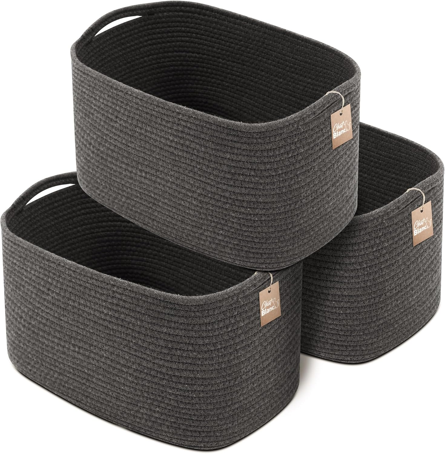 CHAT BLANC Cotton Rope Baskets for Organizing | Storage Baskets for Shelves | Rope Basket for