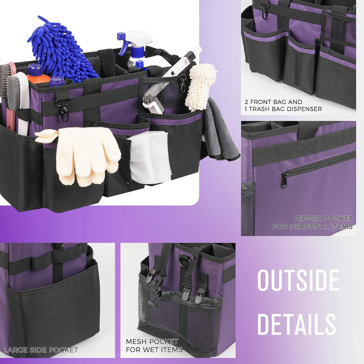 Wearable Cleaning Caddy, Cleaning Caddy Supplies Organizer with Handle & Shoulder Straps for