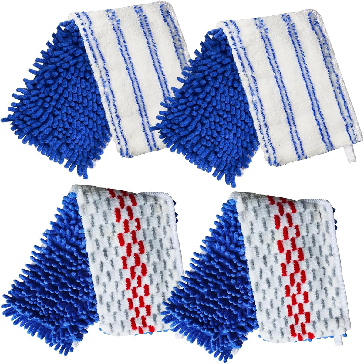 4 Pack Mop Heads Replacements Compatible with O-cedar Dual-Action Flip Mop, Chenille + Microfiber