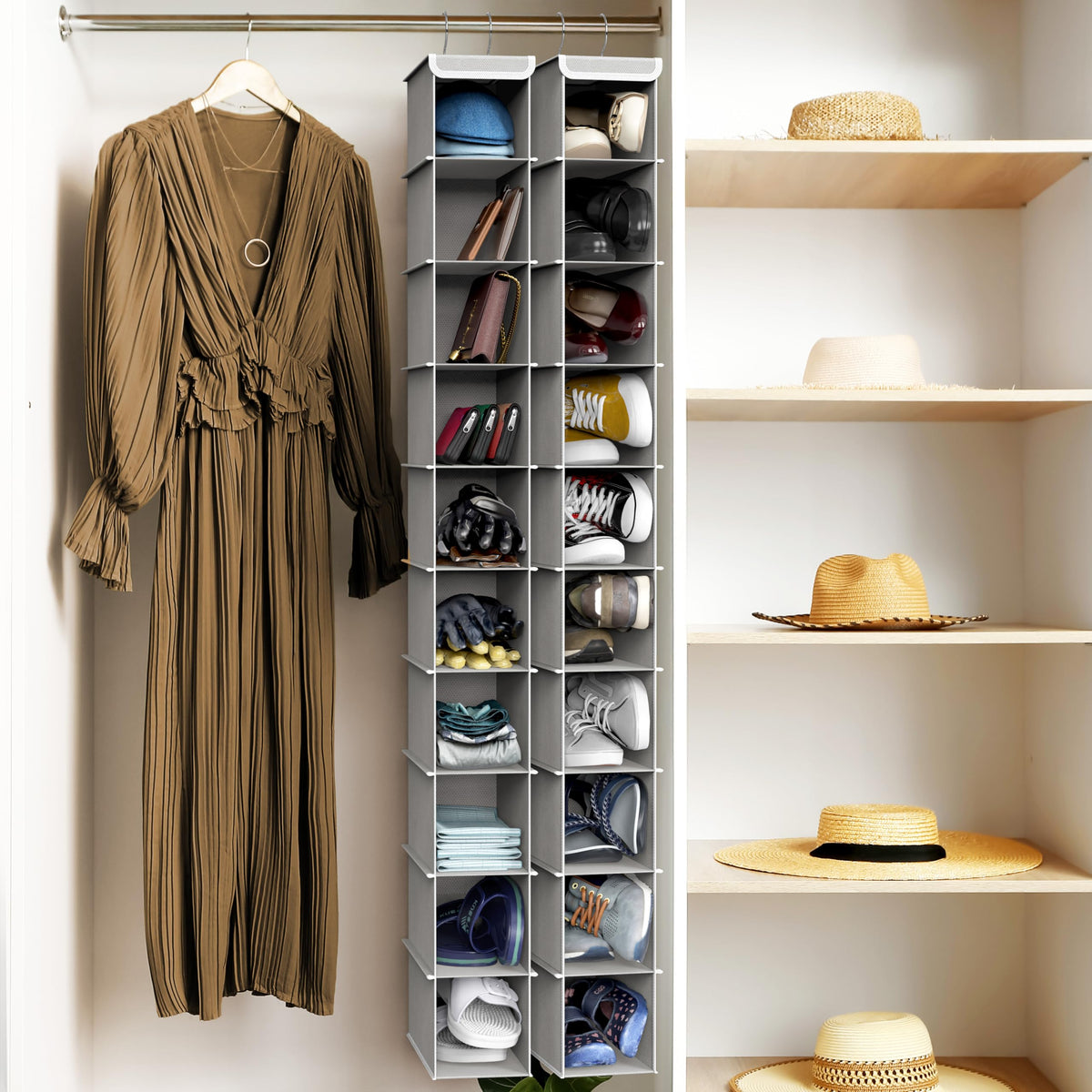 Simple Houseware 10 Shelves Closet Hanging Shoe Organizer, Gray