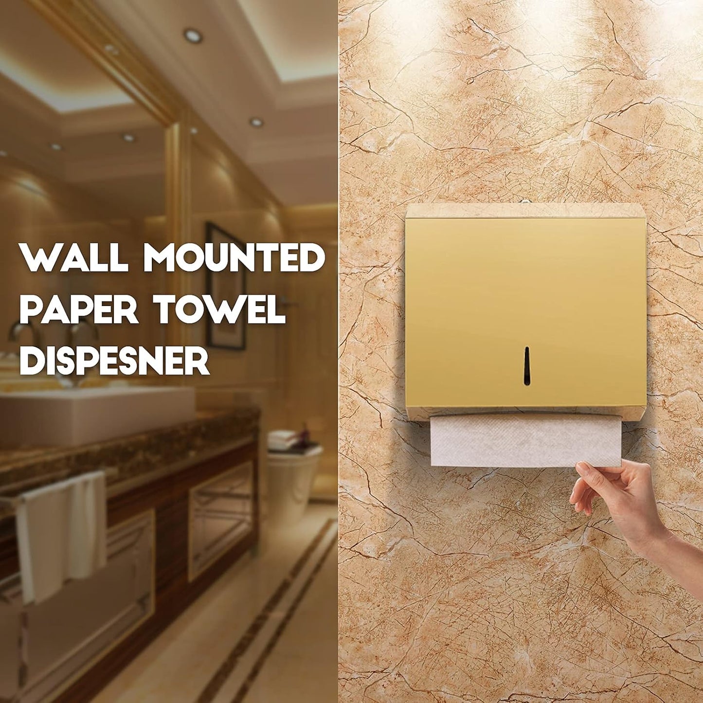 Wall Mounted Stainless Steel Paper Towel Dispenser with Lock, Polished Mirror Finish, Fits C-Fold