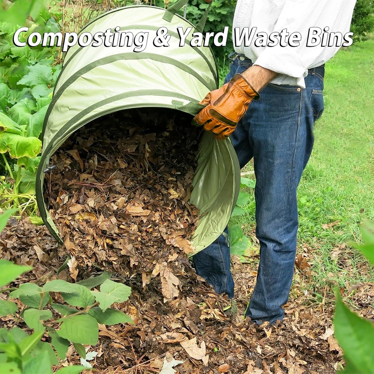 YUDI & GARDEN 45 Gallon Collapsible Garden Bag｜Collapsible Trash Can｜Camping Trash Can, Use for
