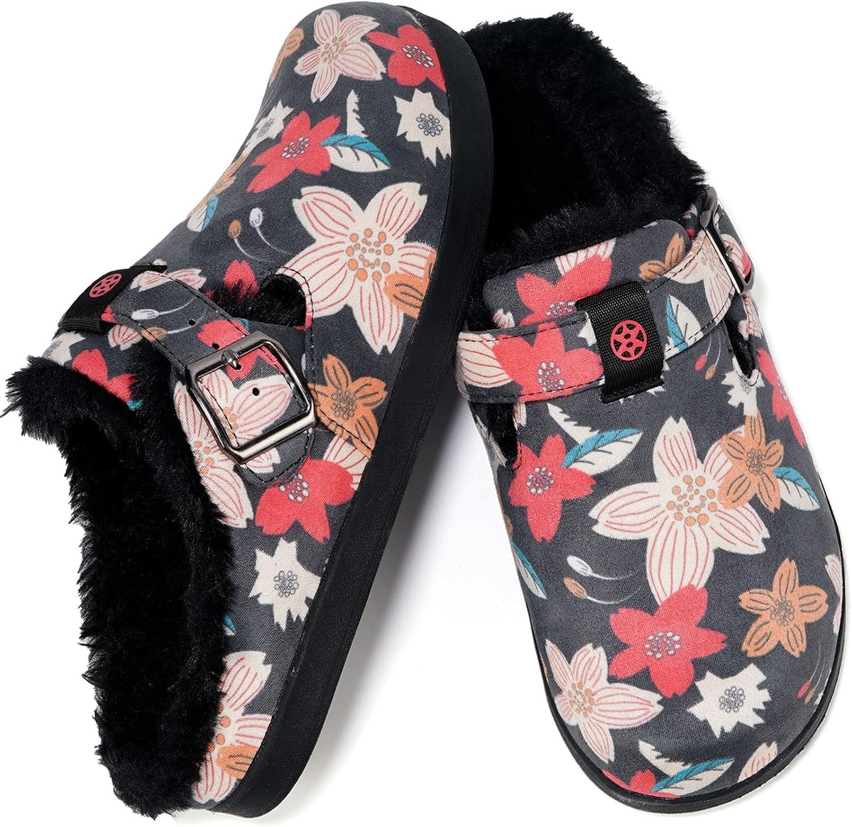 Fur Lined Clogs for Women Men Suede Winter Slippers Arch Support Slip on Mules Potato Shoes with