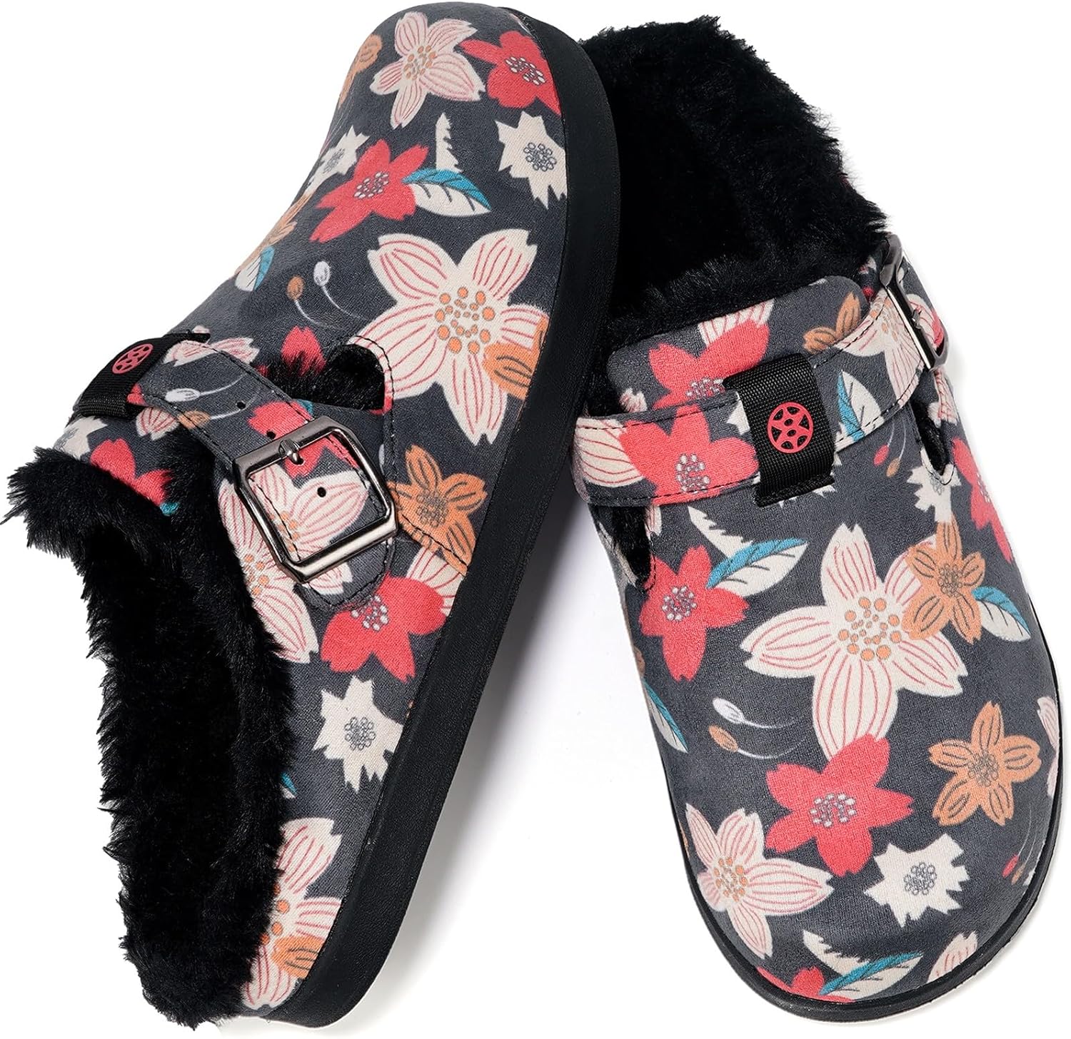 Fur Lined Clogs for Women Men Suede Winter Slippers Arch Support Slip on Mules Potato Shoes with