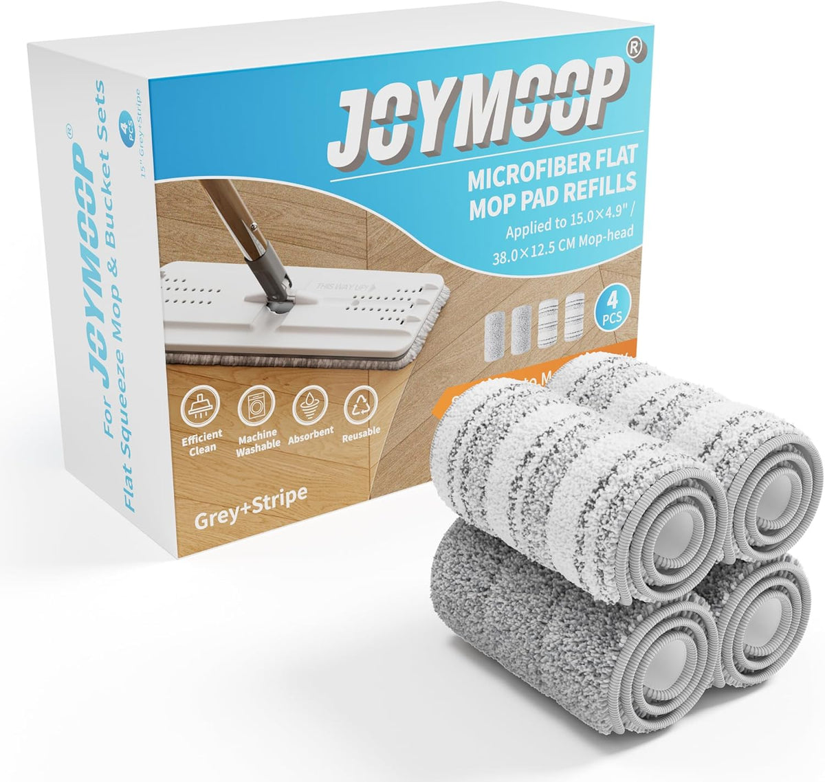 JOYMOOP Flat Mop Pads, Microfiber Mop Cleaning Pads, Washable Pads, Pads Replacement Flat Mop or