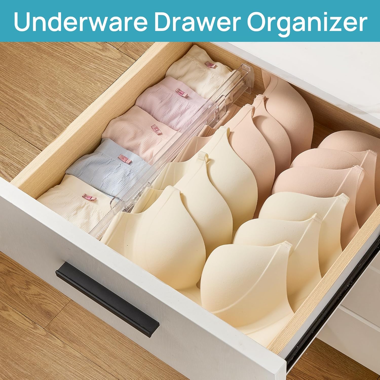 Vtopmart 4 Pack Shallow Drawer Dividers, 2.36" High 12.67"-21.14" Adjustable Expandable Kitchen