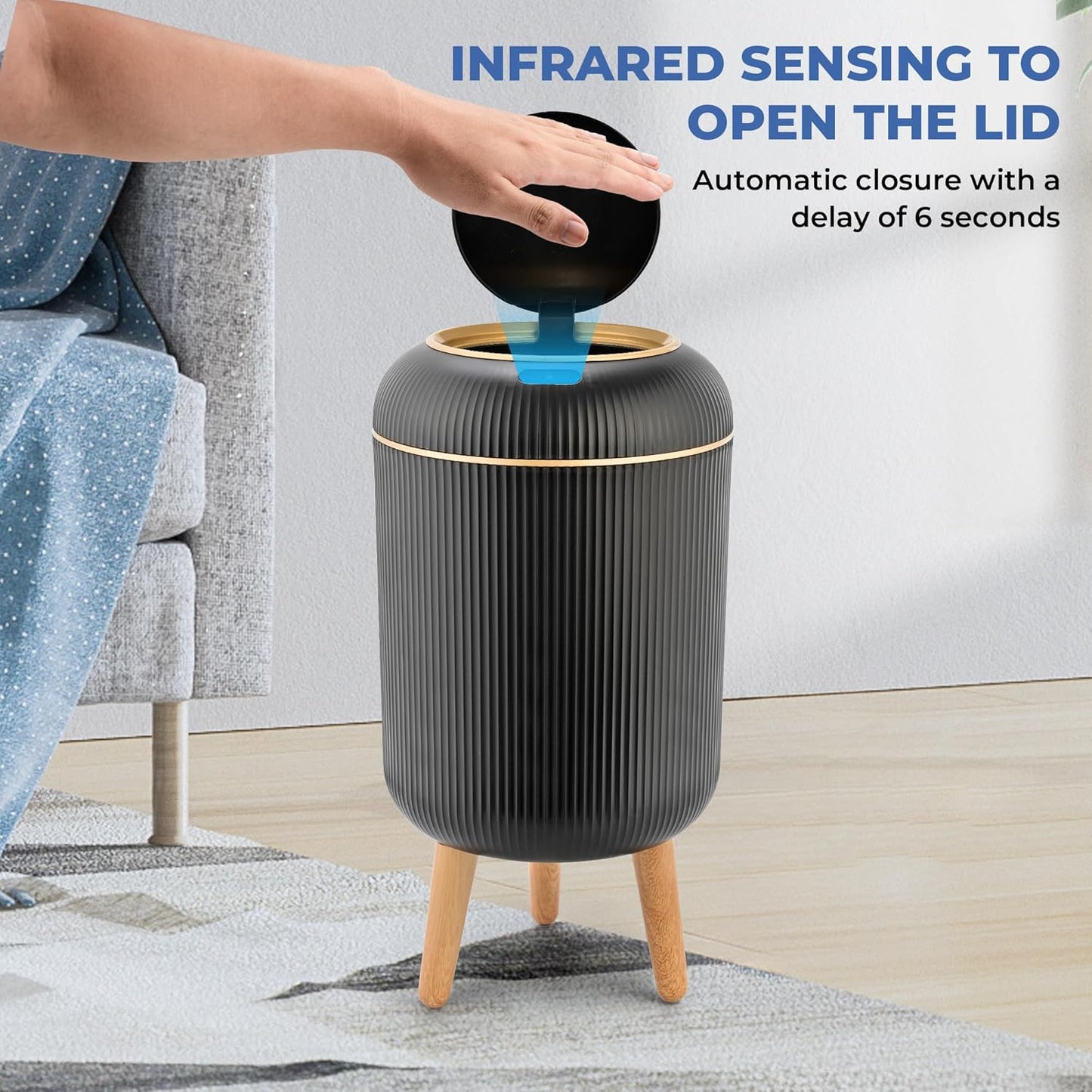 Pukomc Smart Sensor Wastebasket, Convenient and Hygienic Easy to Use, Technology Sensor Waterproof