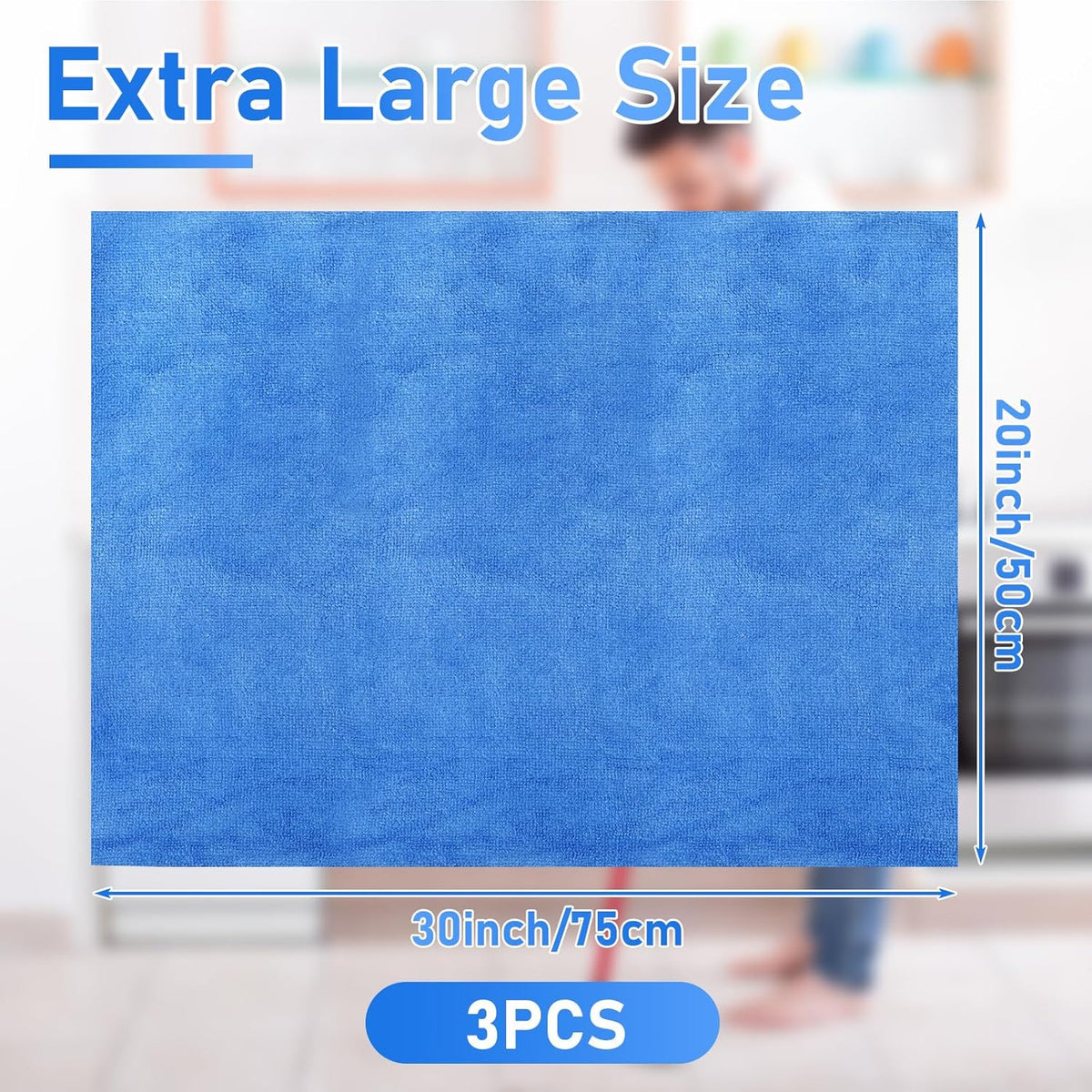Newwiee 3 Pcs Extra Large Microfiber Cleaning Cloth 30" x 20" Washable Reusable Microfiber Towel